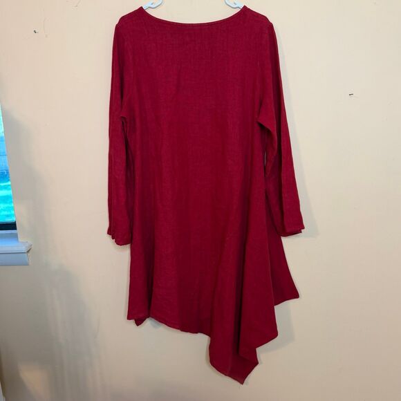 Bryn Walker - Nada Asymmetrical 100% Linen Tunic Halo Womens size small red - Picture 5 of 5